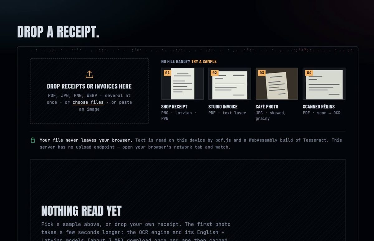 Receipt Reader, running at ocr.repo.lv